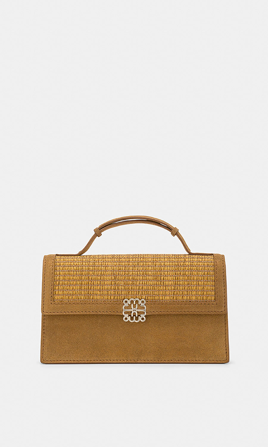 Sophia Bag in Raffia Suede and Lamé - Caramel