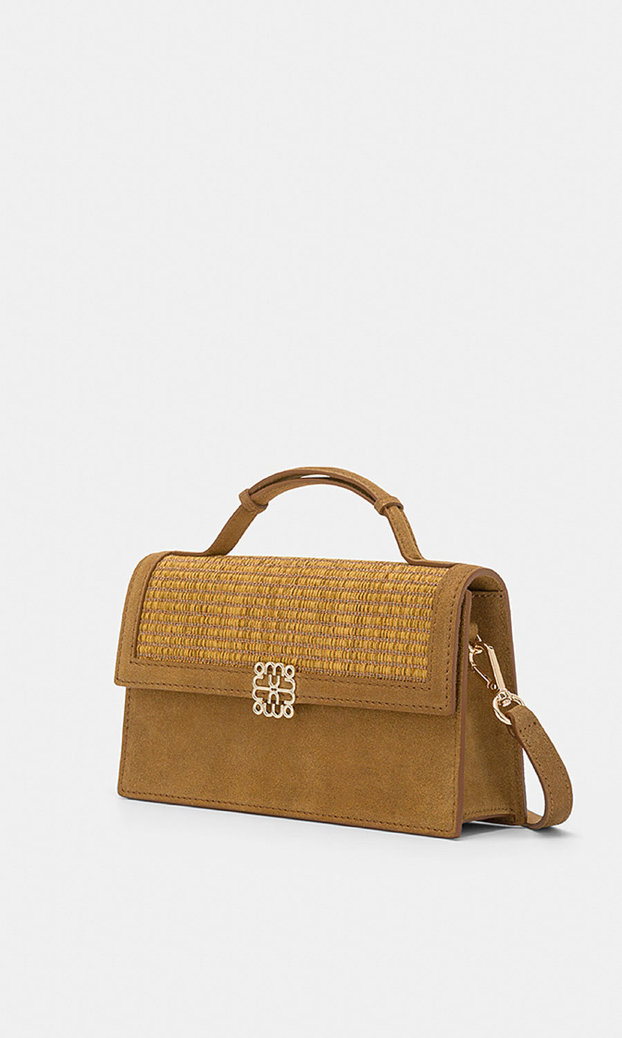 Sophia Bag in Raffia Suede and Lamé - Caramel