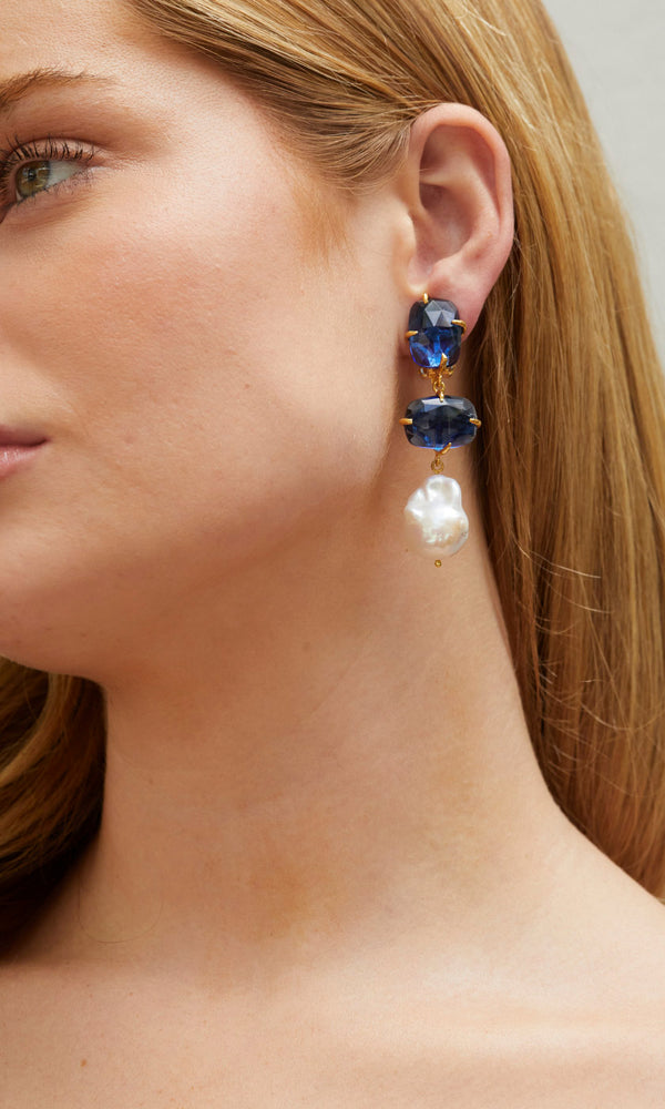 Christie Nicolaides Gia Earrings - Dark Blue - HOSS