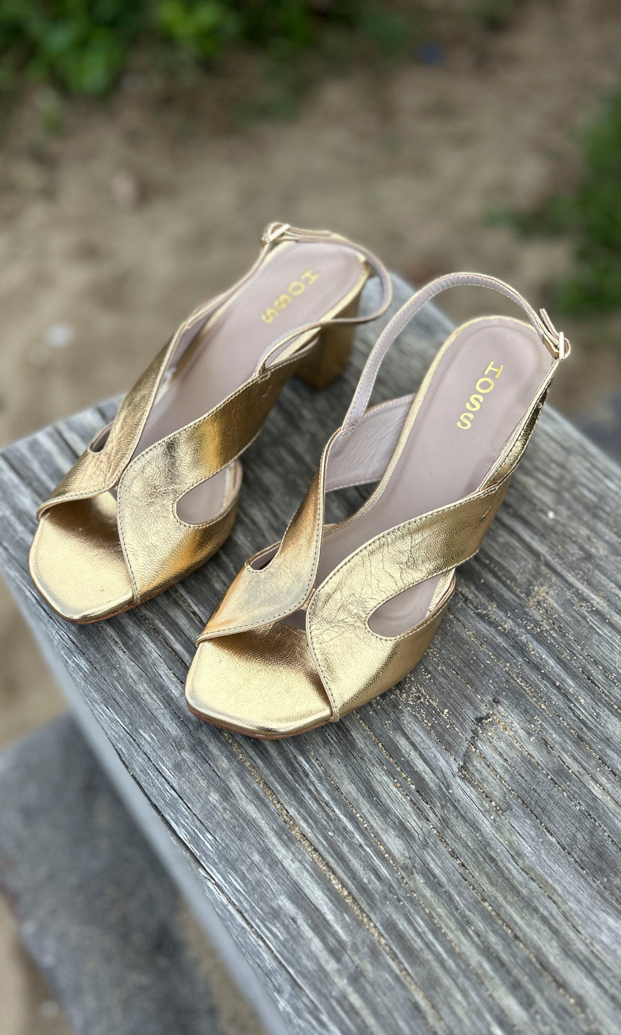 hoss Capri Block Heel - Gold Leather