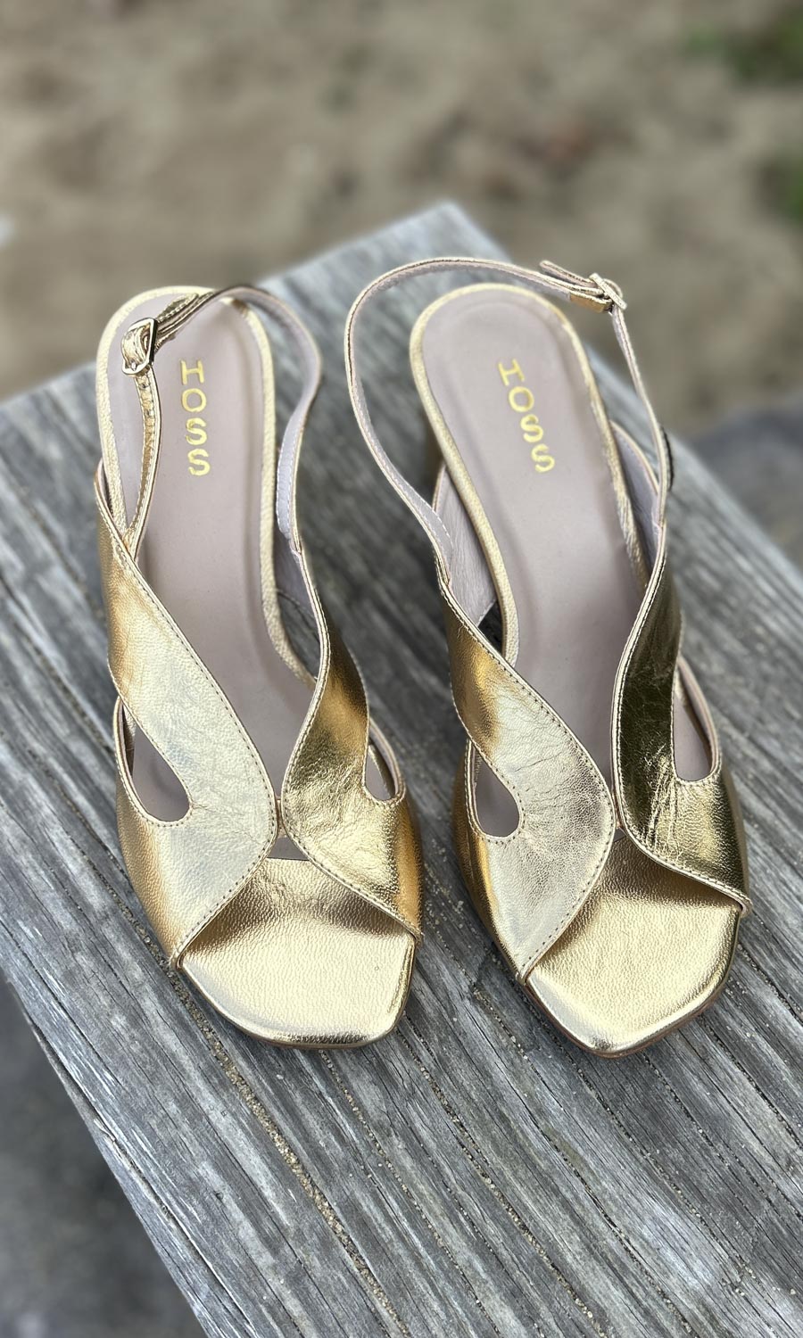 hoss Capri Block Heel - Gold Leather