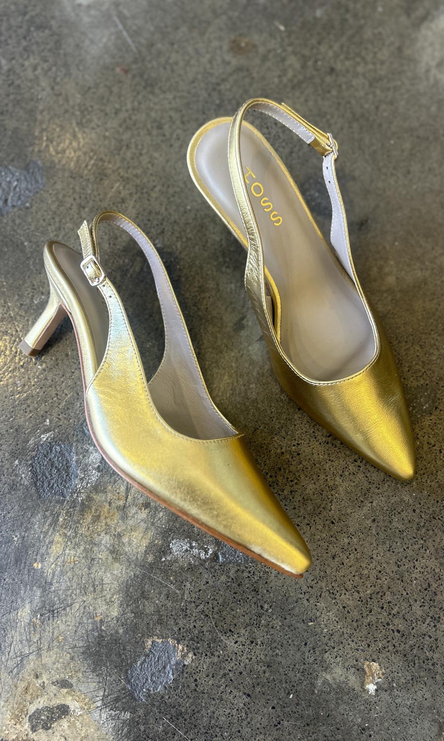 Gold slingback kitten heels hotsell