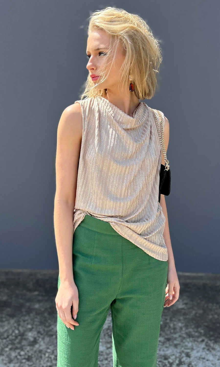 Hoss Champagne Knit Cowl Top