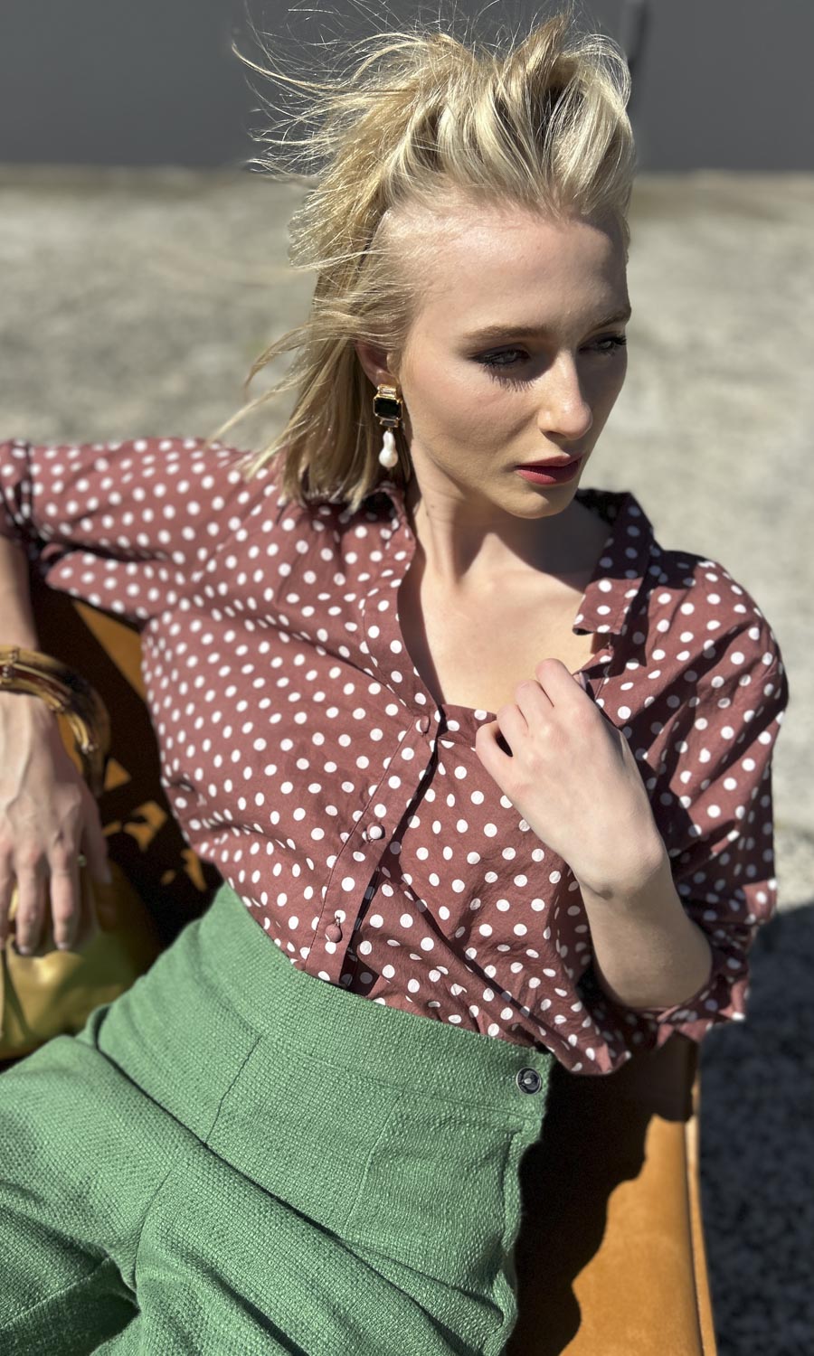 Hoss Rebecca Long Sleeve Polka Dot Shirt