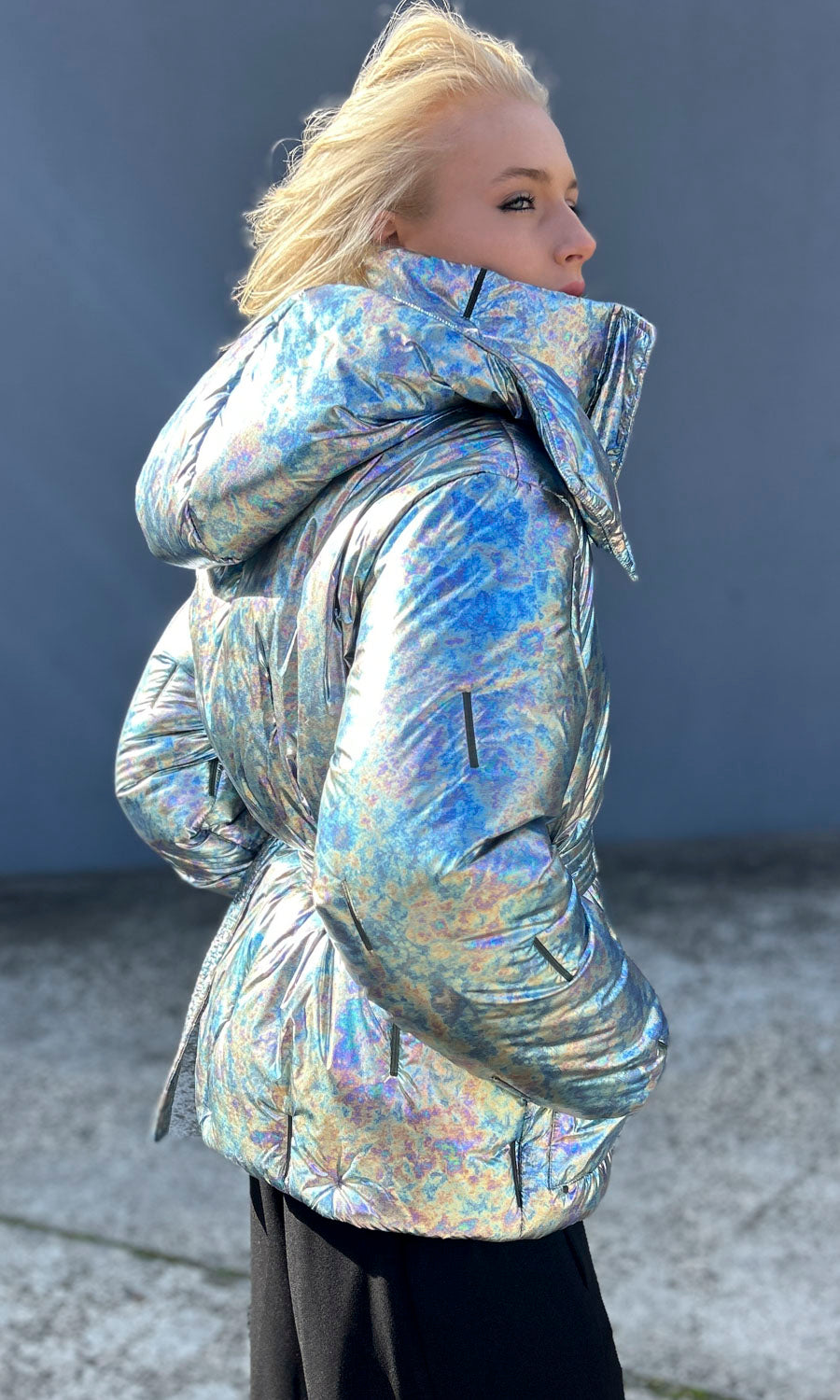 Patricia Pepe Silver Blue Marble Ski Jacket