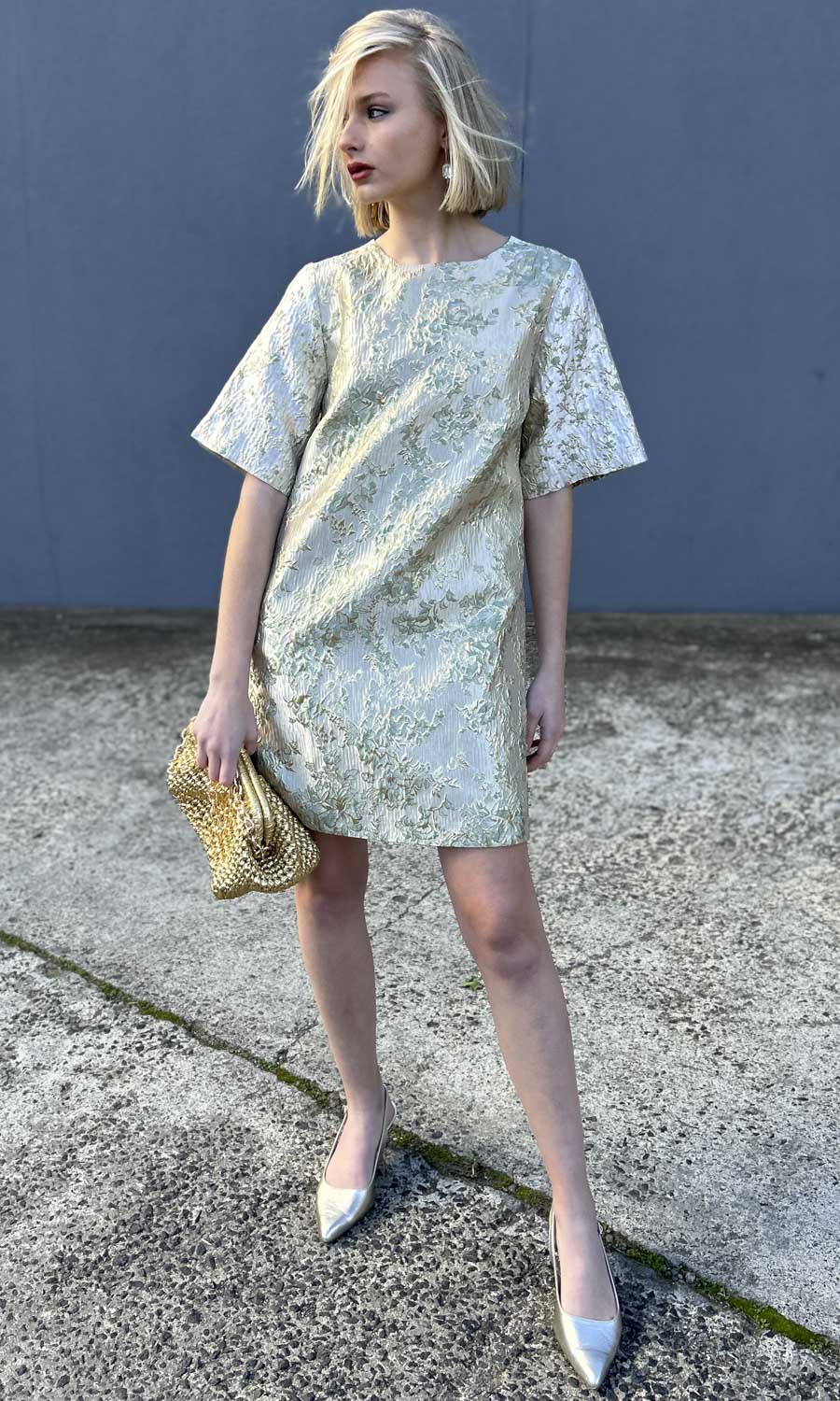 hoss Silk Brocade  Mint Phillipa Dress - Limited edition