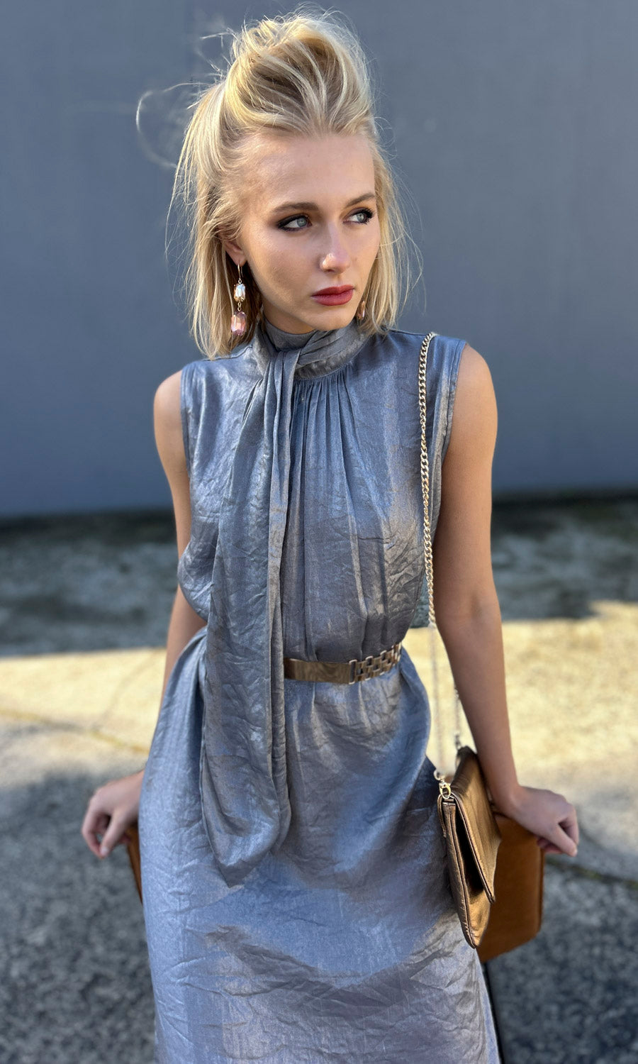 hoss Claudette Maxi Dress - Silver/Grey