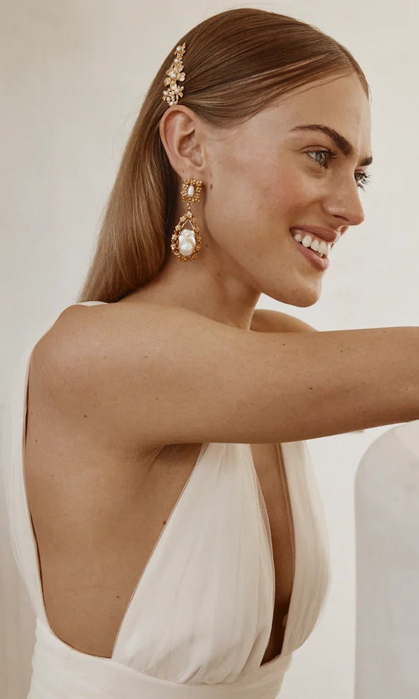 Christie Nicolaides Giselle Earrings - Pearl Clip on